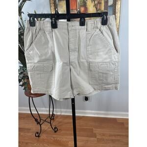 Men' Cargo XXL Shorts Beige Flat Front Light Wash Hiking Grandpacore Utilitarian